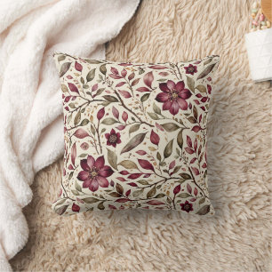 Vintage Moderne Cranberry Flora Kissen