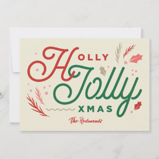 Vintage moderne Elfenbein-Weihnachtskarte Feiertagskarte