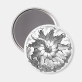 Vintage moderne exotische Blume Magnet (Vorderseite/Rückseite)