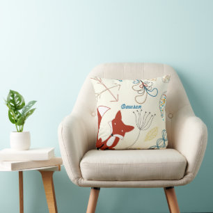 Vintage moderne Fox-Pfeile Woodland-Pilze Kissen