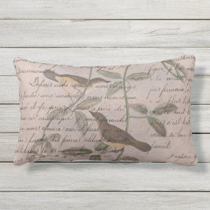 Vintage Moderne Französische Vögel Rosa Outdoor Kissen Für Draußen