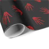 Vintage, moderne Halloween-Rote Knochen Geschenkpapier (Rolleneckpunkt)