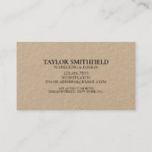 Vintage moderne Kraft-Business-Karte Visitenkarte (Rückseite)