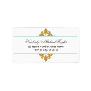 Vintage moderne Kunst-Deko-Minzen-u. Goldhochzeit Adressaufkleber