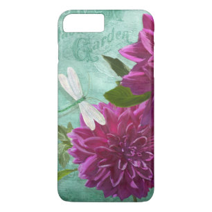 Vintage Moderne Libelle mit lila Dahlienblumen Case-Mate iPhone Hülle
