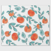 Vintage, moderne Orangen Frucht handgezeichnet Geschenkpapier (Flach)
