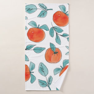 Vintage, moderne Orangen Frucht handgezeichnet Ill Badehandtuch