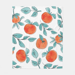 Vintage, moderne Orangen Frucht handgezeichnet Ill Fleecedecke