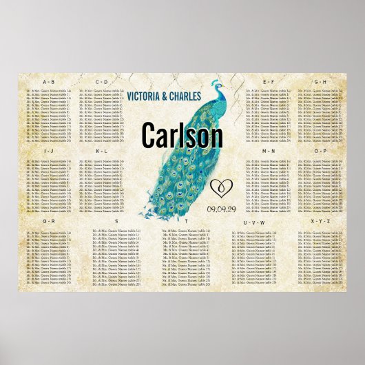 Vintage moderne Pfauensitzkarte Poster (Vorne)