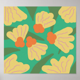 Vintage moderne Retro floral Bold Doodle Art Poster