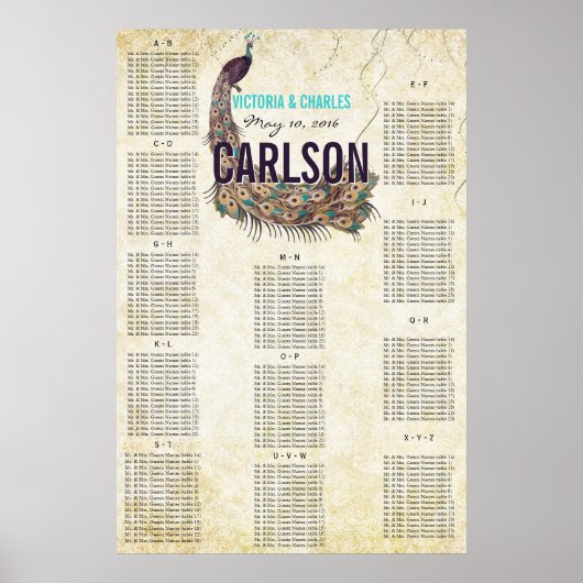 Vintage, moderne schwarze Chalkboard-Sitzkarte Poster (Vorne)