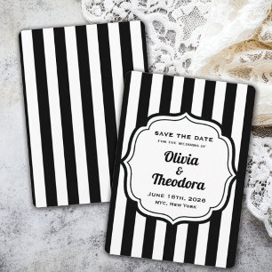 Vintage moderne Streifen-Save-the-Date-Karten Einladung