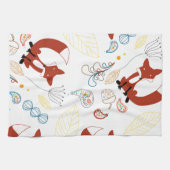 Vintage moderne Waldtiere Fox-Muster Geschirrtuch (Horizontal)