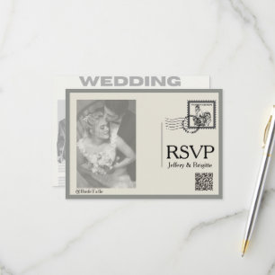 Vintage moderne Zeitungsstil-Hochzeit  RSVP Karte