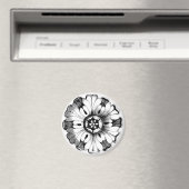 Vintage moderner Blumenmedaillon Magnet (In Situ (Geschirrspüler))