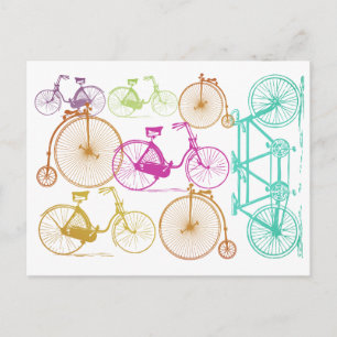 Vintage modernes Fahrrad in heller Farbe Neon-Must Postkarte