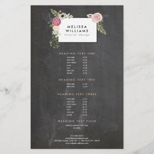 Vintage modernes florales Motiv auf einer Tafel De Flyer