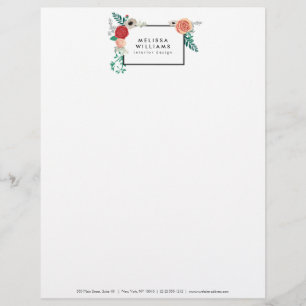 Vintage modernes florales Motiv-Briefkopf Briefbogen