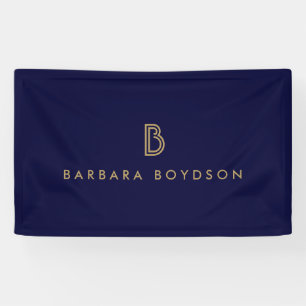 Vintage Modernes Gold/Schwarz Monogramm-Logo Banner