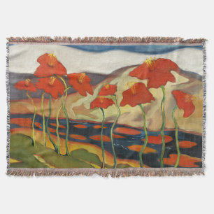 Vintage modernistische rote Mohnblumen surrealisti Decke