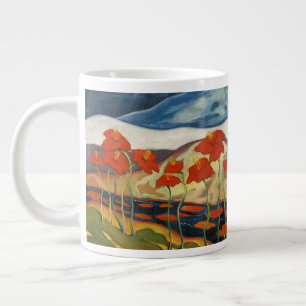 Vintage modernistische rote Mohnblumen surrealisti Jumbo-Tasse