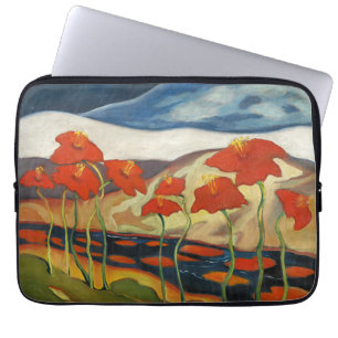 Vintage modernistische rote Mohnblumen surrealisti Laptopschutzhülle