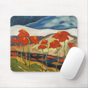 Vintage modernistische rote Mohnblumen surrealisti Mousepad