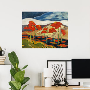 Vintage modernistische rote Mohnblumen surrealisti Poster