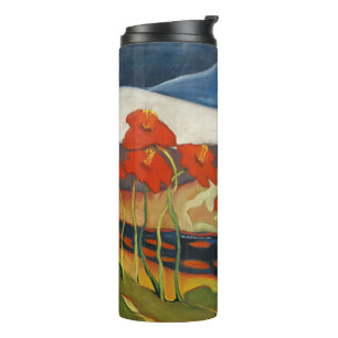 Vintage modernistische rote Mohnblumen surrealisti Thermosbecher