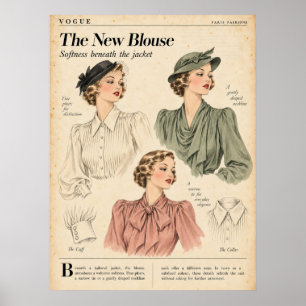 Vintage-Modezeitschriften Seiten, Retro-Mode Poster