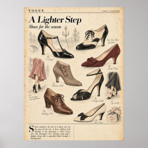 Vintage Modezeitschriften Seiten, Retro-Mode Poster