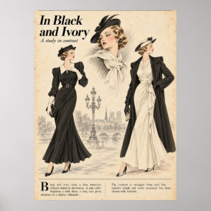 Vintage Modezeitschriften Seiten, Retro-Mode Poster