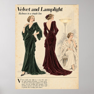 Vintage-Modezeitschriften-Seiten, Retro-Mode Poster