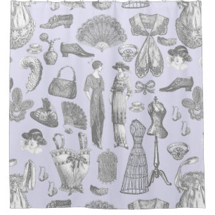Vintage modische Damen lila Duschvorhang