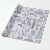 Vintage modische Damen lila Geschenkpapier (Ungerollt)