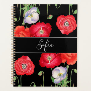 Vintage Mohn-Blume Mit Monogramm Blumenromantik Planer