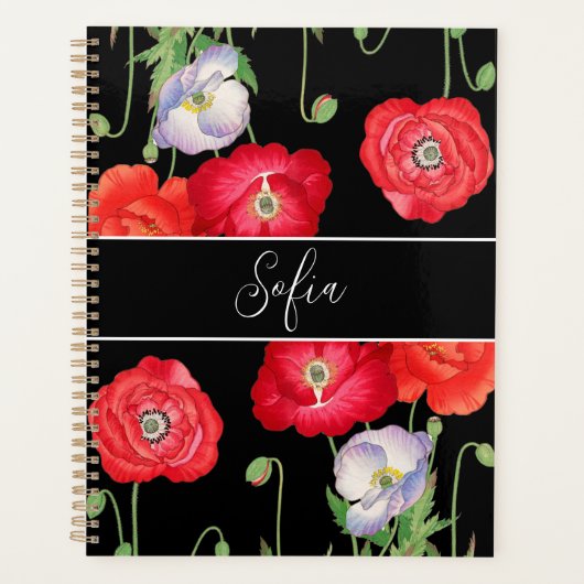 Vintage Mohn-Blume Mit Monogramm Blumenromantik Planer (Vorderseite)