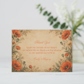 Vintage Mohn Botanical Dankeskarte (Stehend Vorderseite)
