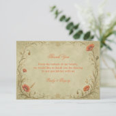 Vintage Mohn Botanical Dankeskarte (Stehend Vorderseite)