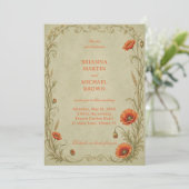 Vintage Mohn Botanical Einladung (Stehend Vorderseite)