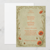 Vintage Mohn Botanical Einladung (Vorne/Hinten)