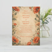 Vintage Mohn Botanical Einladung (Stehend Vorderseite)
