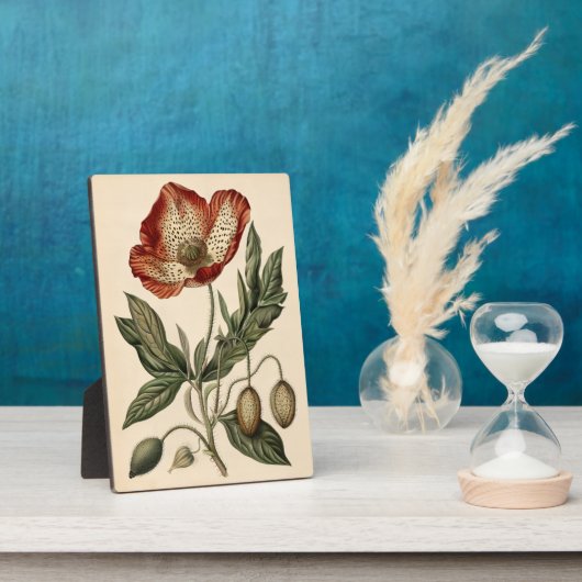 Vintage Mohn Botanical-Illustration Fotoplatte (Seite)