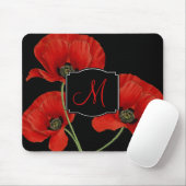 Vintage Mohn Botanical mit Monogramm Mousepad (Mit Mouse)
