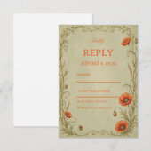 Vintage Mohn Botanical RSVP Karte (Vorne/Hinten)