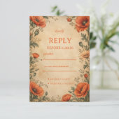 Vintage Mohn Botanical RSVP Karte (Stehend Vorderseite)