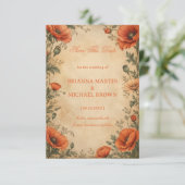 Vintage Mohn Botanical Save The Date (Stehend Vorderseite)