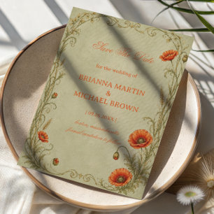 Vintage Mohn Botanical Save The Date