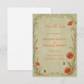 Vintage Mohn Botanical Save The Date (Vorne/Hinten)