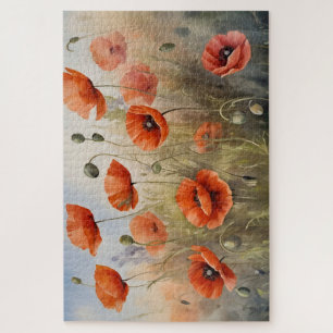 Vintage Mohn Ölgemälde Zeitlose Blumenpracht Puzzle